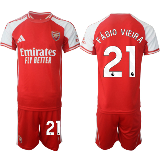 Men's Arsenal F.C #21 Fábio Vieira Red 2025 Home Soccer Jersey Suit